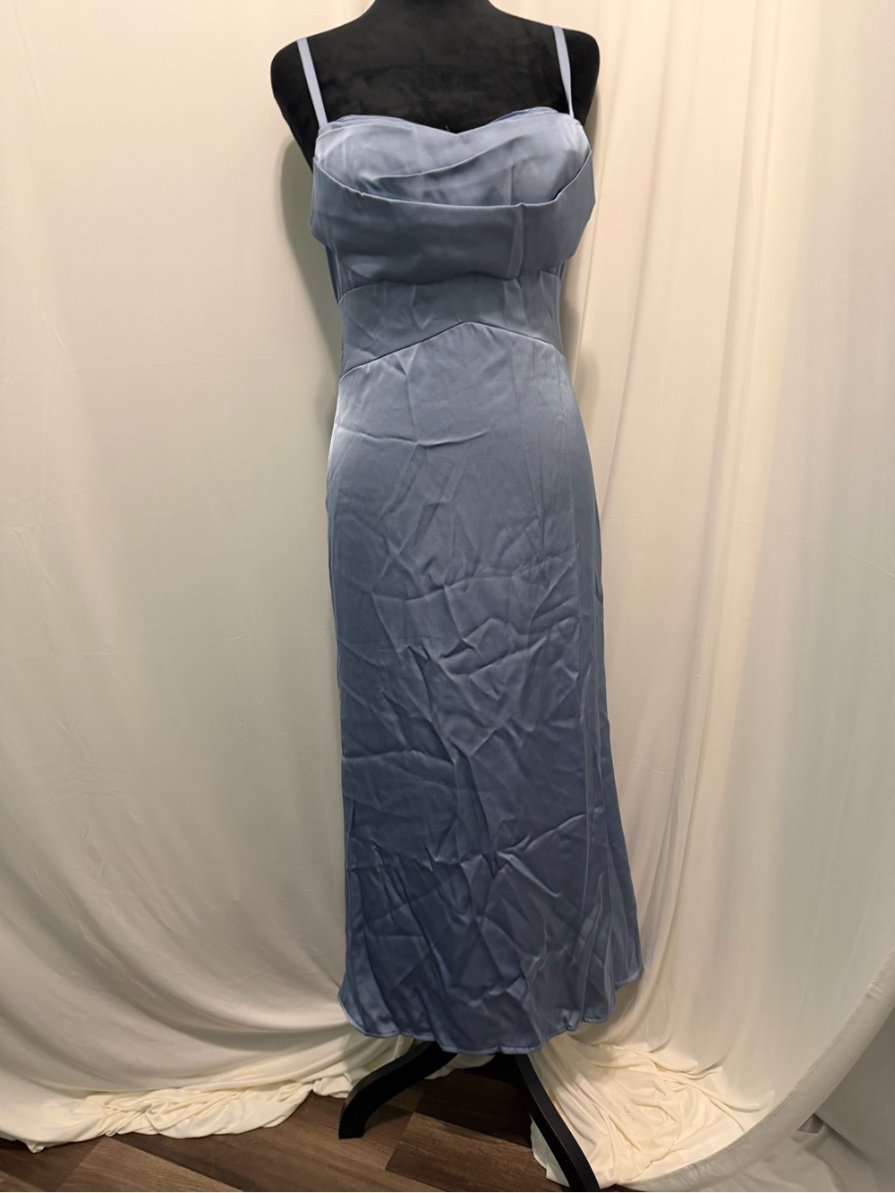 ❤️Elegant Slate Blue Spaghetti Strap Evening Dress